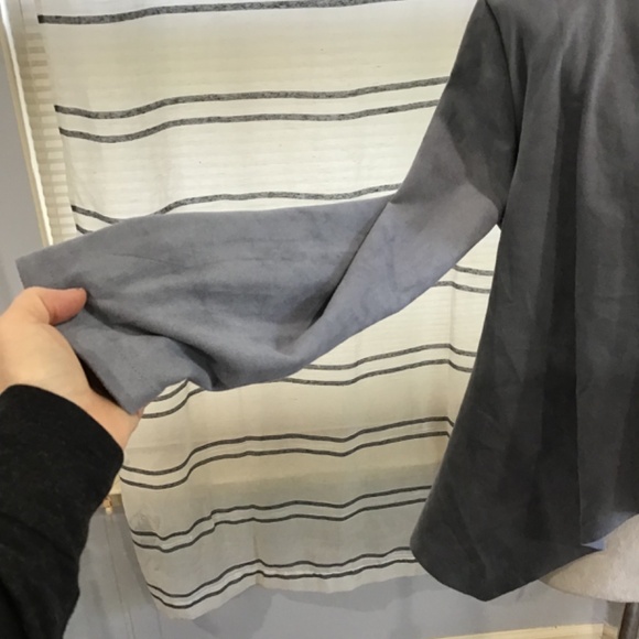 MissLook Women Size Med Faux Suede Slate Gray Drape Jacket Blazer Open Front - Picture 4 of 9